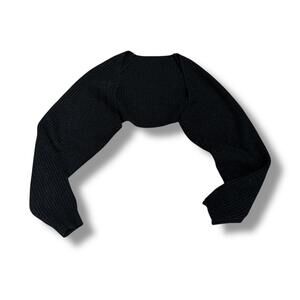 Black Knit Super Crop Bolero Sweater